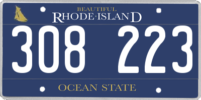 RI license plate 308223
