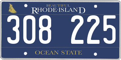 RI license plate 308225