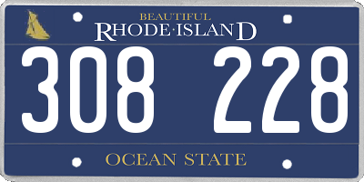 RI license plate 308228