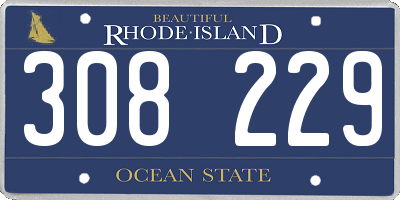 RI license plate 308229