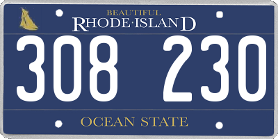 RI license plate 308230