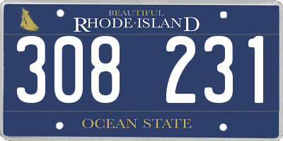 RI license plate 308231