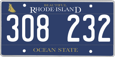 RI license plate 308232