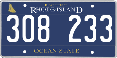 RI license plate 308233