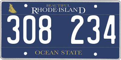 RI license plate 308234