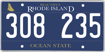 RI license plate 308235