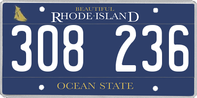 RI license plate 308236