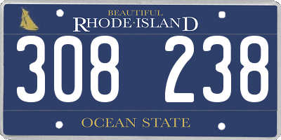 RI license plate 308238