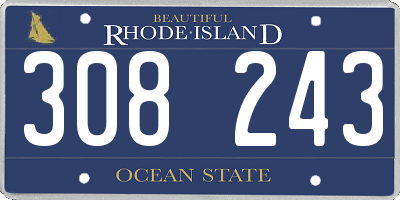RI license plate 308243