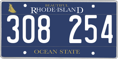 RI license plate 308254