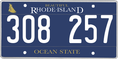 RI license plate 308257