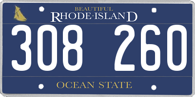 RI license plate 308260