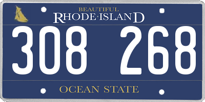 RI license plate 308268