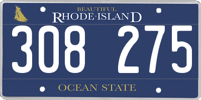 RI license plate 308275