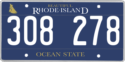RI license plate 308278