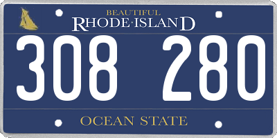 RI license plate 308280