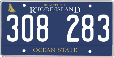 RI license plate 308283