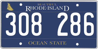 RI license plate 308286