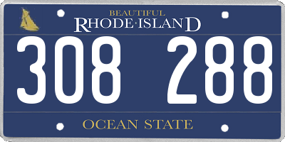 RI license plate 308288