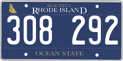 RI license plate 308292