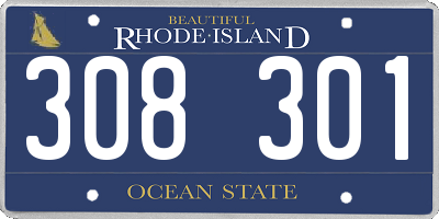 RI license plate 308301