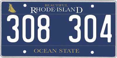 RI license plate 308304