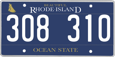 RI license plate 308310