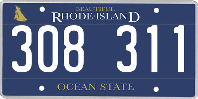 RI license plate 308311