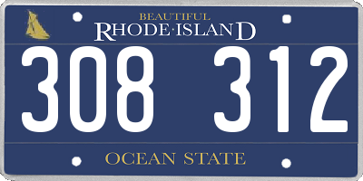 RI license plate 308312
