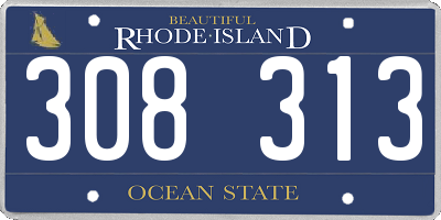 RI license plate 308313