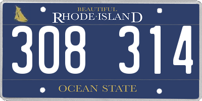RI license plate 308314