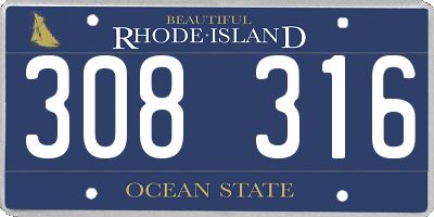 RI license plate 308316