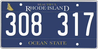 RI license plate 308317