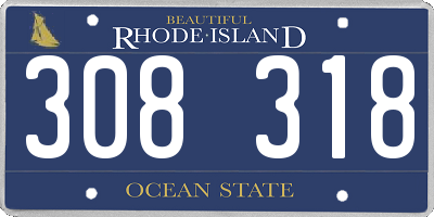 RI license plate 308318