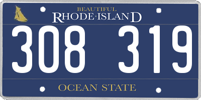 RI license plate 308319