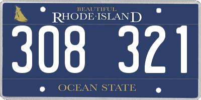 RI license plate 308321