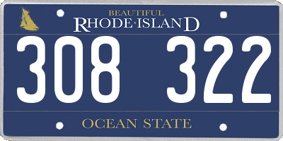 RI license plate 308322
