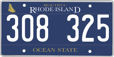 RI license plate 308325