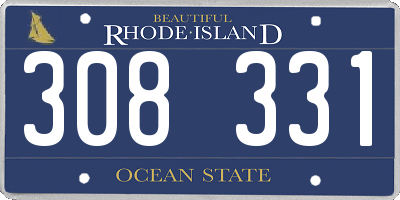 RI license plate 308331