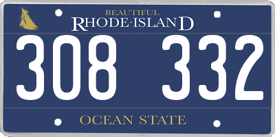 RI license plate 308332