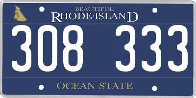 RI license plate 308333