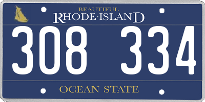 RI license plate 308334