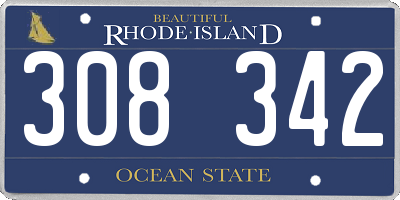 RI license plate 308342