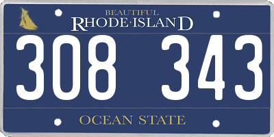 RI license plate 308343