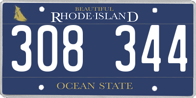 RI license plate 308344