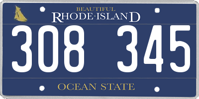 RI license plate 308345