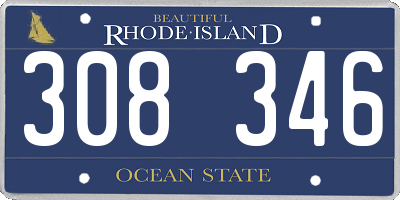 RI license plate 308346