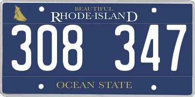 RI license plate 308347