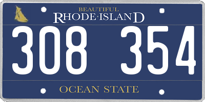 RI license plate 308354