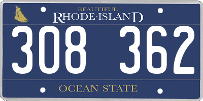 RI license plate 308362